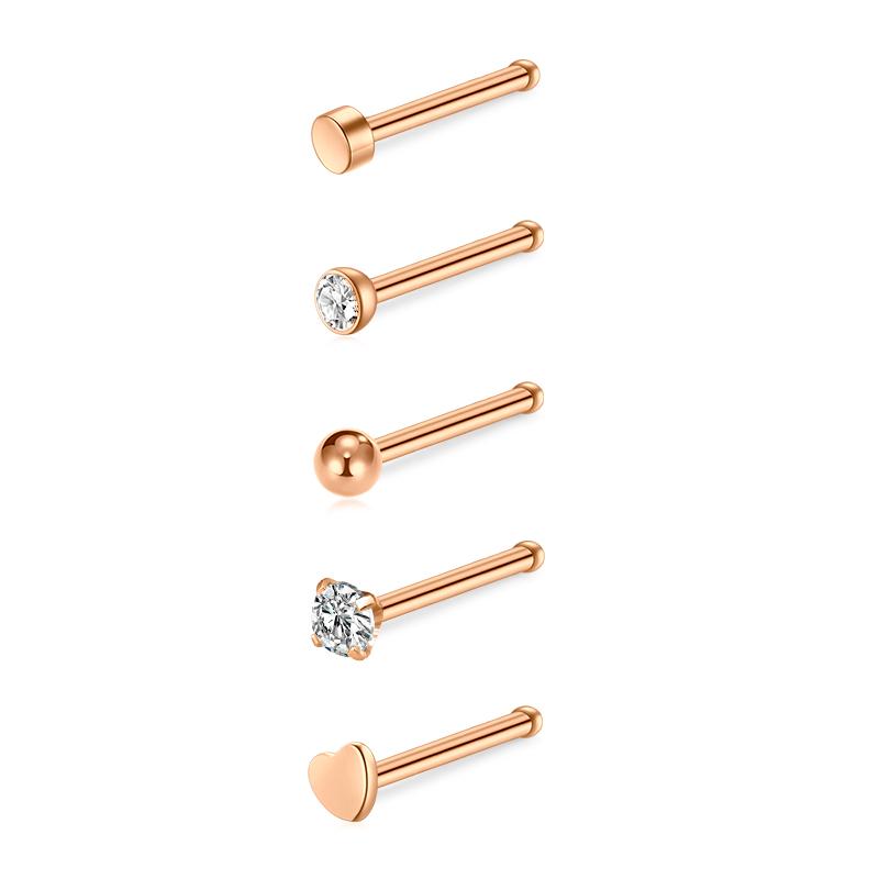5/6/21 Stück 20G Nasenstecker Edelstahl Nasenflügelstecker Schrauben Nasenring Hoop Körperpiercing Silber Gold Farbe Herz Nasenstecker