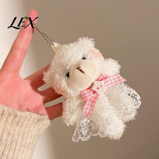 Party Favors for Kids Plush Bear Charm Keychain, Cute Puppy Bag with Durable Key Holder Girls Crocheted Accessories, Stuffed Animal Pendant