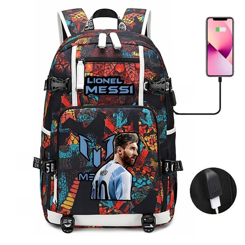 Glow-in-the-Dark Soccer Backpack Teens Large Capacity Laptop Bag With Padded Straps Oxford Fabric Trendy Patchwork Design