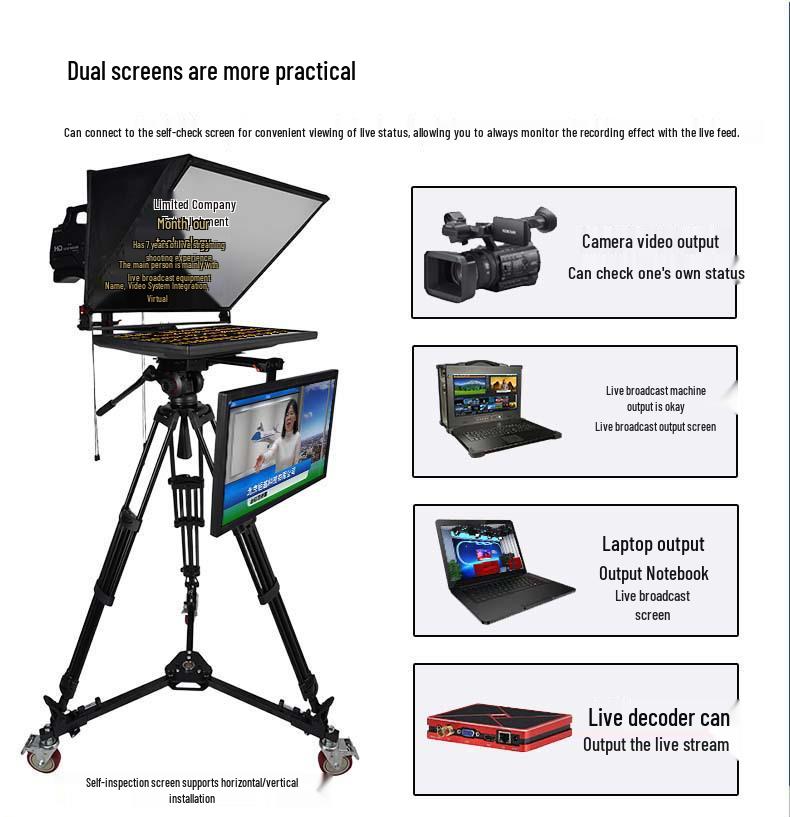 Sai Tianying 20" STY-Q20DG Teleprompter: Single-Screen Camera Prompt Device for Live Broadcasts.