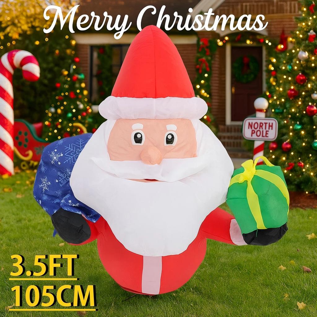 3.5FT Inflatable Toy Santa Claus Gift Bag Box Yard Lawn Party Decoration with LED Lights Christmas Home Supplies Ornaments Gift