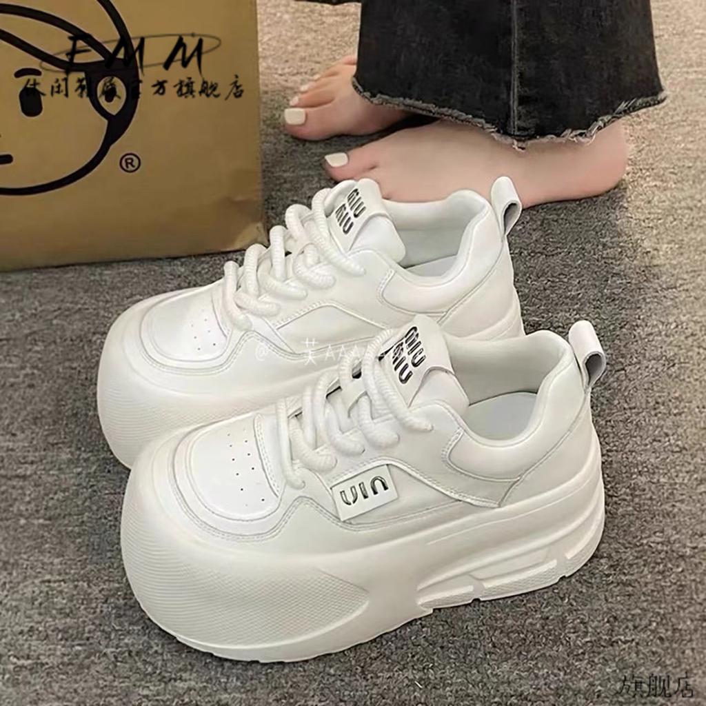 PLOVER Thick-soled Mesh Breathable Little White Shoes 2025 New Versatile Niche Sports Shoes Heightening Casual Board Shoes
