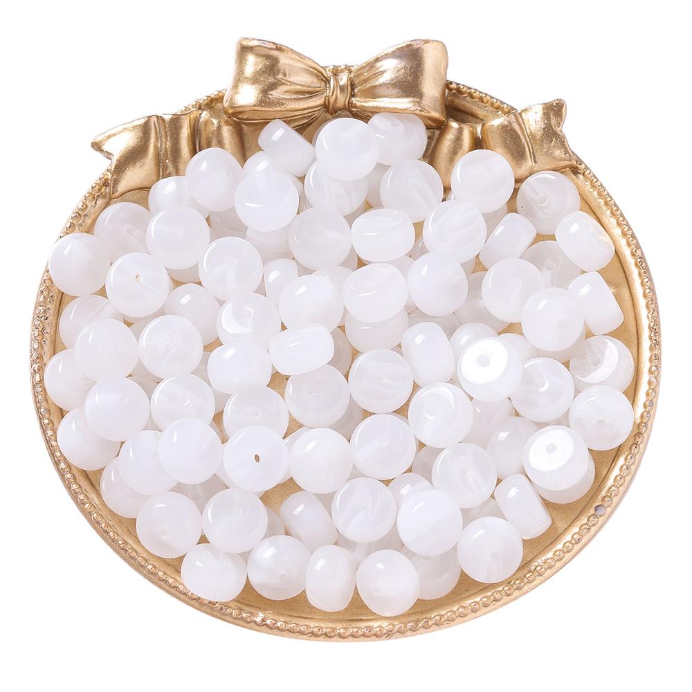 10pcs/Pack Mixed Color Resin Flat Round Beads Spacer Loose Charms Beads for DIY Bracelet Necklace Jewelry Making Accessories