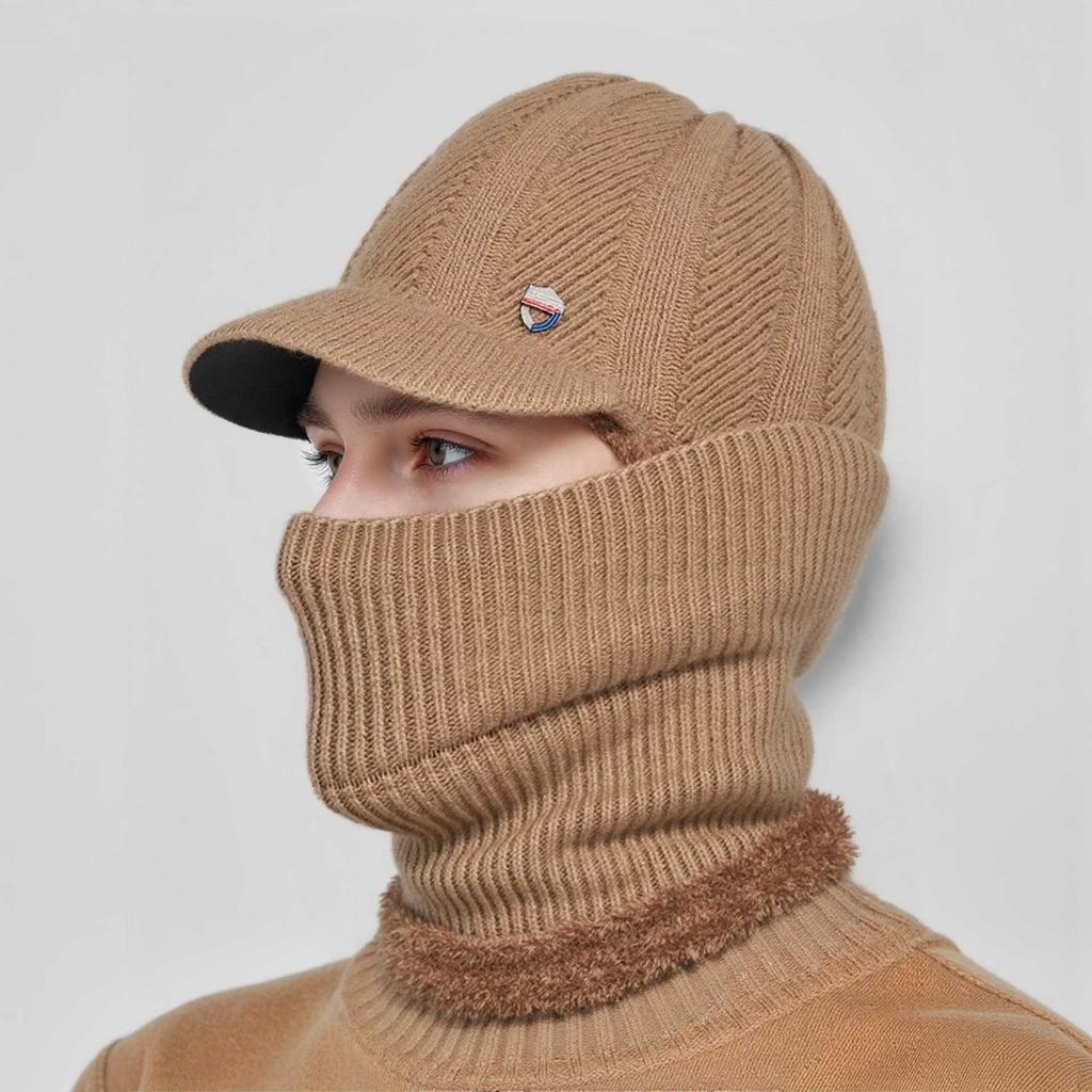 Velvet Thickened Ear And Integrated Windproof Riding Hat With Neck