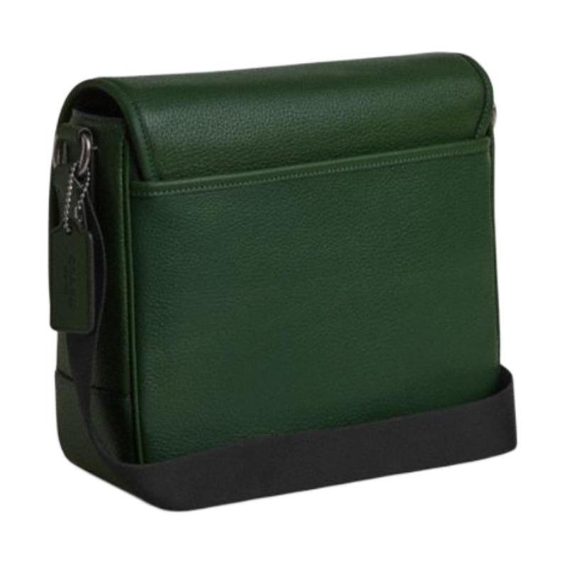 Coach Sprint 25 Printed Logo Leather Shoulder Crossbody Bag Medium Unisex Couple Style Hunter Green