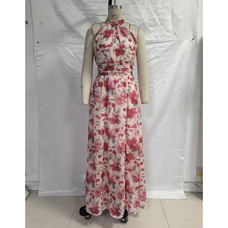 Elegante Vestito da Donna Stampato Moda Estiva Senza Maniche Lungo 2026 Nuovo