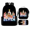 Large Capacity Schoolbag with Shoulder Strap; Student Three-piece Pencil Case Set