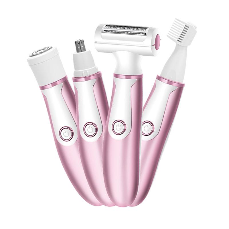 4-in-1 Women's Electric Shaver with USB Charging - Eyebrow Trimmer, Hair Removal for Sideburns, Underarms, Legs, and Bikini Area