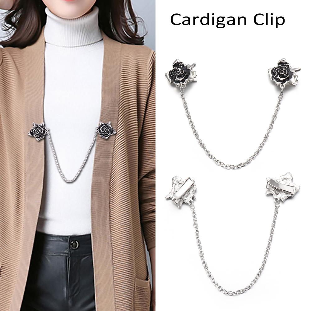 

Flowers Pins Vintage Rose Shape Cardigan Clip Shirt Collar Clips Duck Clip Clasps Shawl Brooch