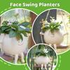 Resin Cartoon Swing Wall Hanging Flowerpot - Creative Head Planter for Home Garden Patio Decor, Multifunctional Outdoor Planters