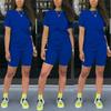Women's 2 Piece Casual Sports Solid Color Suit Short Sleeve Top And Pants Set