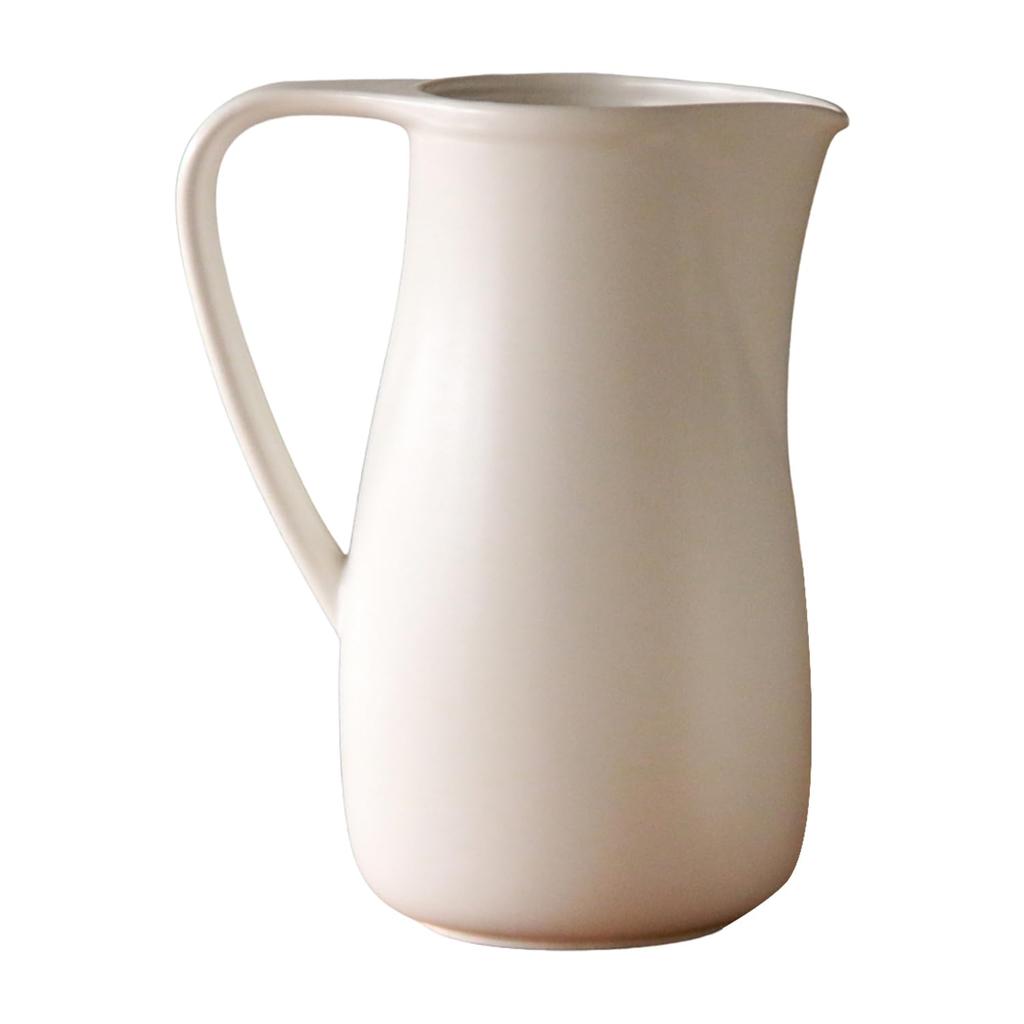 Kamoshika Douguten Large Capacity Pitcher, 1.3L, Suitable for Water, Soup, or as a Flower Vase, Made in Banko Ware, for Pots and Dashi (White)