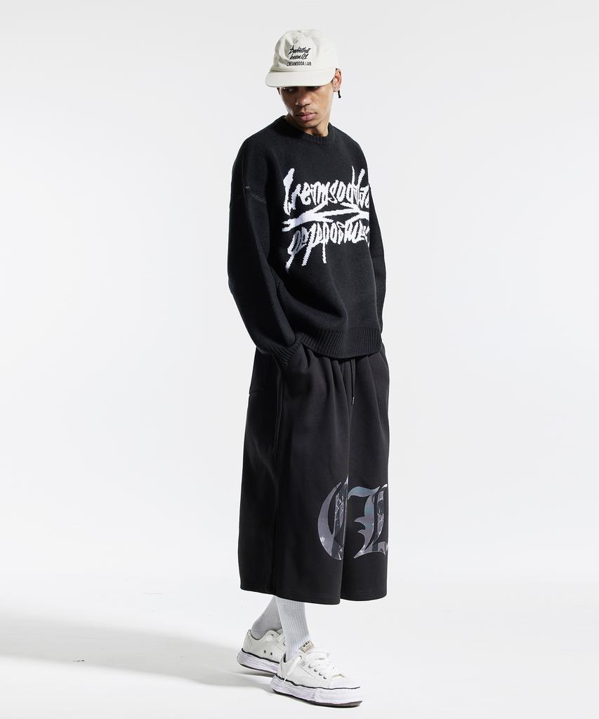 CREAM SODA LAB Big Graphic Jacquard Knit Sweatshirt Black