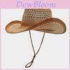 Western Cowboy Hat With Wide Brim Breathable Straw Sun Protection For Outdoor Travel