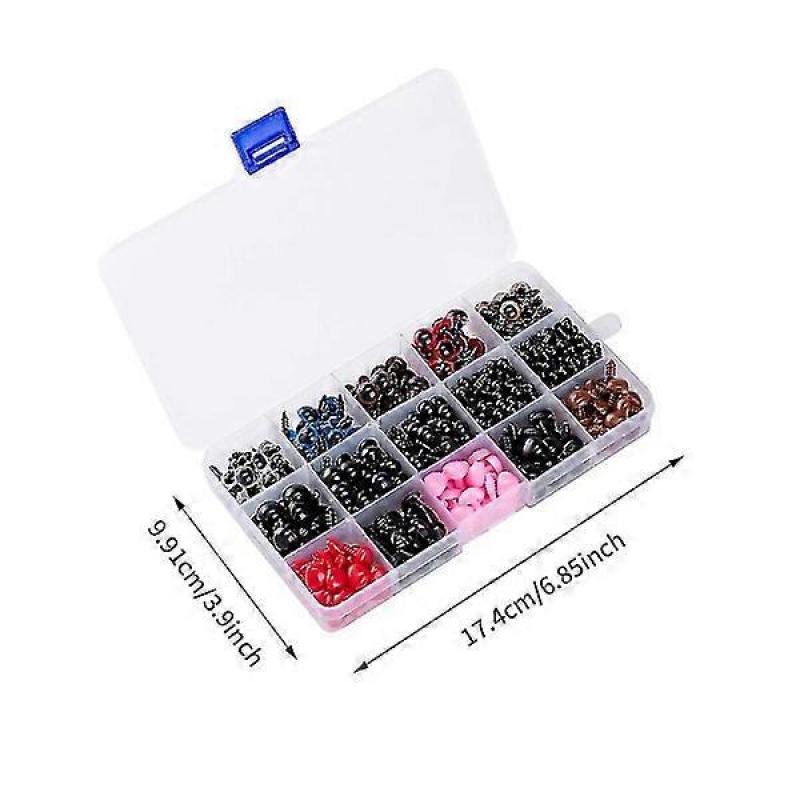 560 Pcs 15-grid Safety Eyes and Noses Set for Amigurumi Teddy Bear Plush Toy