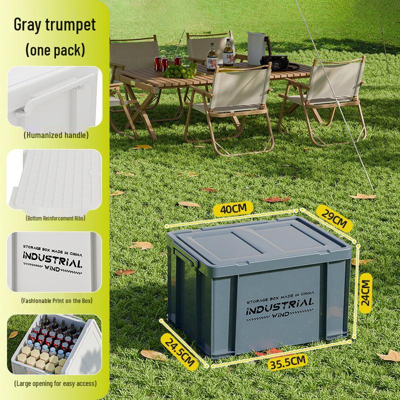 Large Capacity Outdoor Camping Storage Box with Lid - Thick Plastic Car Trunk Organizer
