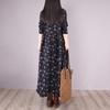 Printed round neck long-sleeved cotton and linen dress for women's 2025 spring and autumn new loose velvet retro floral dress
