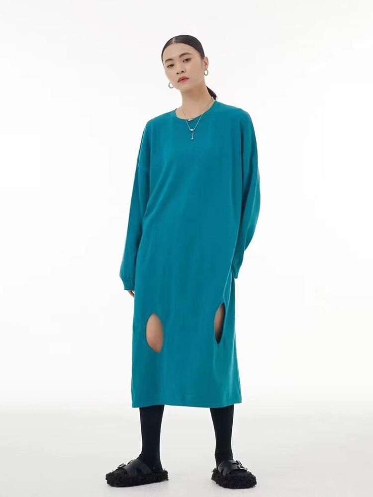Xitao Fashion Hollow Out Dress Solid Color Casual Women WLD9484
