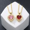 European and American Popular Love Necklace Women's Copper Inlaid Synthetic Zircon Heart Pendant Collarbone Chain Heart of the Ocean Jewelry