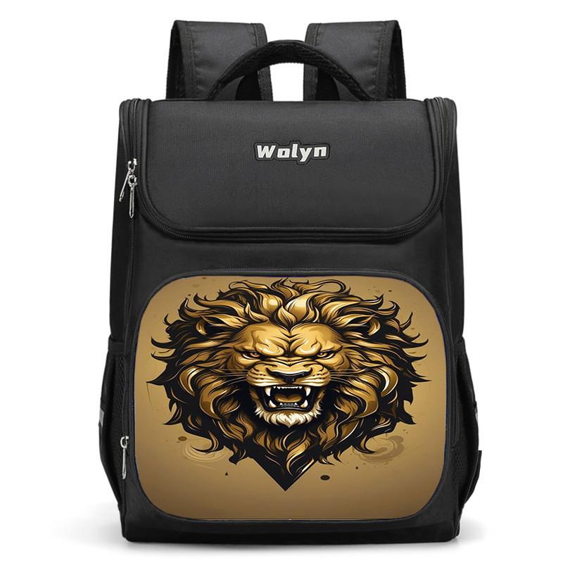 Spacious Lion-themed Backpack For Elementary School Kids Oxford Fabric Lightweight