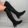 Fashion Comemore Thigh High Boots Women Spring Autumn Suede Solid Color Lace Up Long Botas Casual Thick Low Heel  Over The Knee Boots