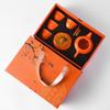 Ruyi tea set Household high temperature resistant tea can Kung Fu tea set gift box with persimmon ceramic tea can