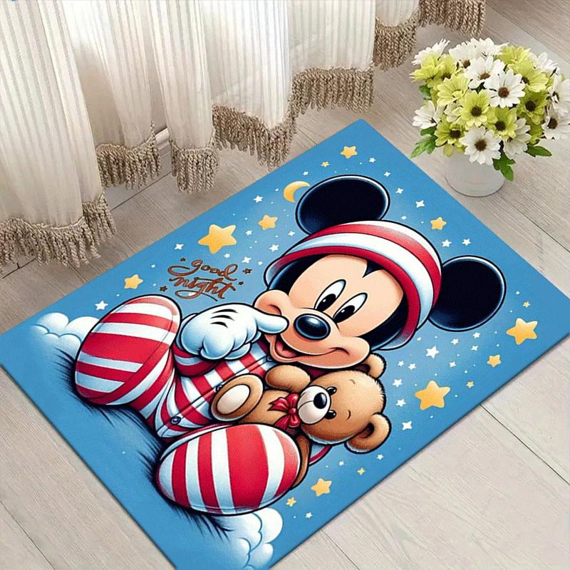 1pc Mickey Mouse Pattern Area Rug Soft Flannel Floor Mat for Living Room,Office,Bedroom and Carpet,Sofa Coffee Table Floor Mat 60cm by 90cm