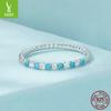 Simple Synthetic Turquoise Ring For Women, Exquisite Sparkling S925 Sterling Silver Twist Ring Jewelry