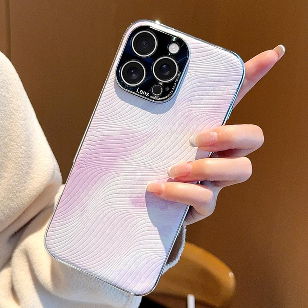 For iPhone 16 Pro Max Case Electroplated Watercolor PC+PU Leather Phone Back Cover