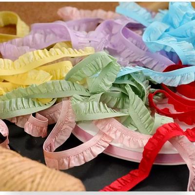 21 Farben Dehnbares Elastisches Rüschen Falten Tanzshirt 1,5-2,5 cm Breit Rockkleid Kanten Spitzenbesatz Band 10 Meter