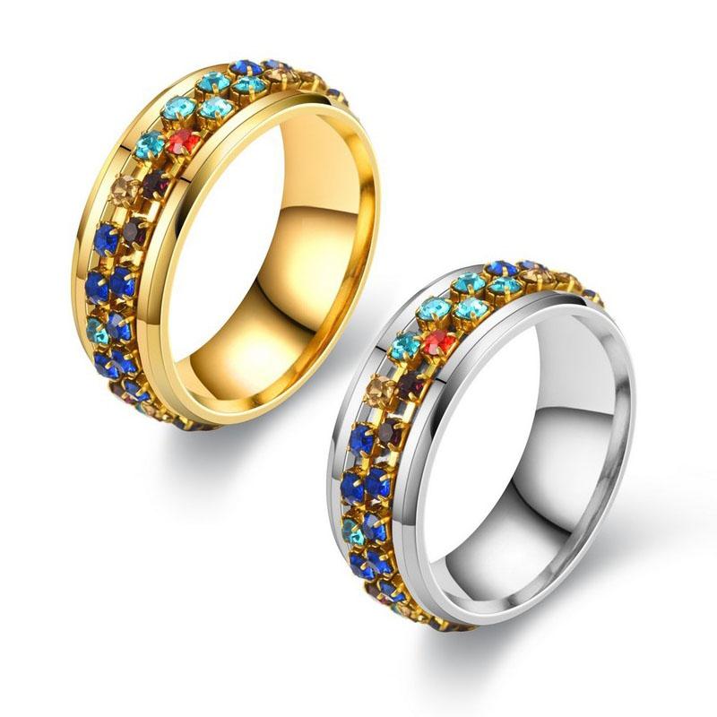 Buy Rotate Freely Spinning Stainless Steel Anxiety Ring For Women Moon ...