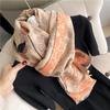 Scarf women's autumn and winter flower porcelain pattern warm thickened double-sided imitation cashmere air conditioner shawl mother scarf