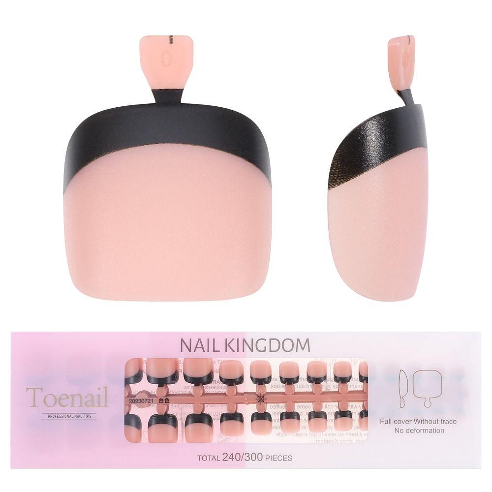 

240 шт. Матовые французские типсы Накладные ногти на ногах 15 размеров Базовое покрытие Клей Накладной маникюр Сделай сам 5