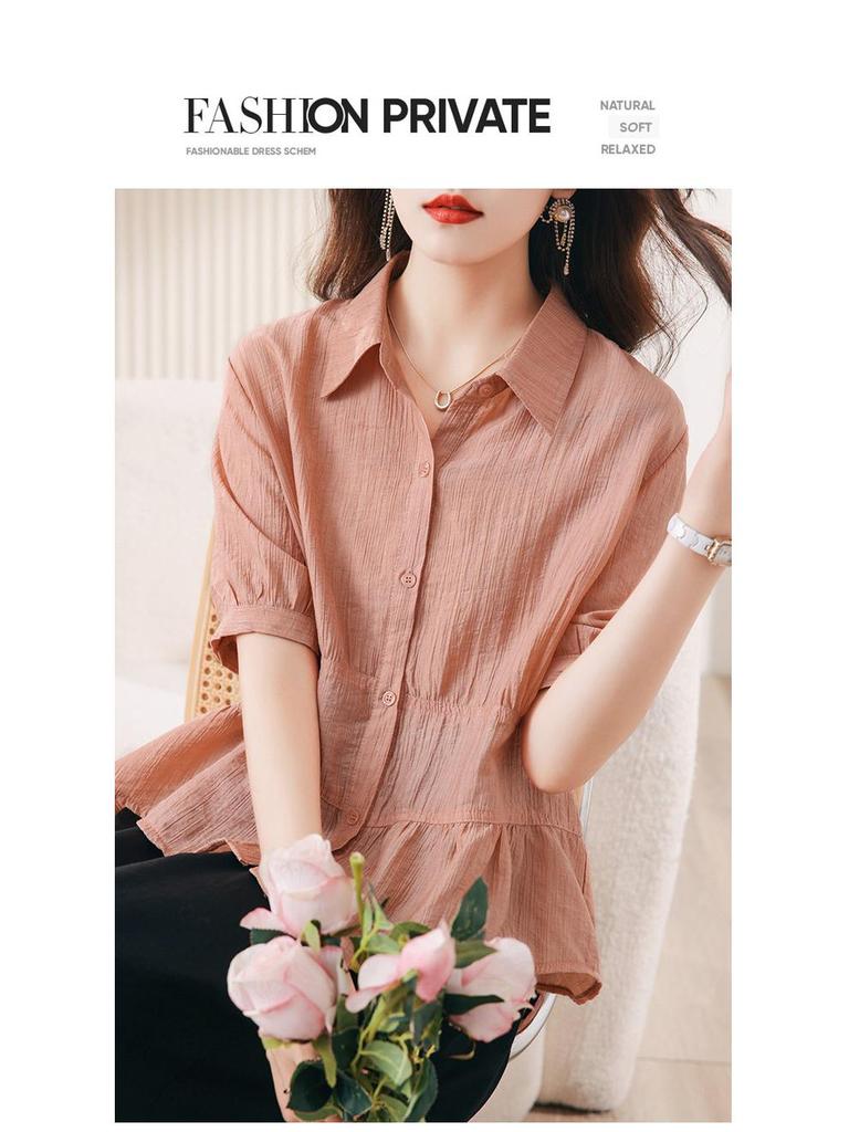 Stylish Tencel Short-Sleeve Top for Women: Age-Defying Summer Fashion