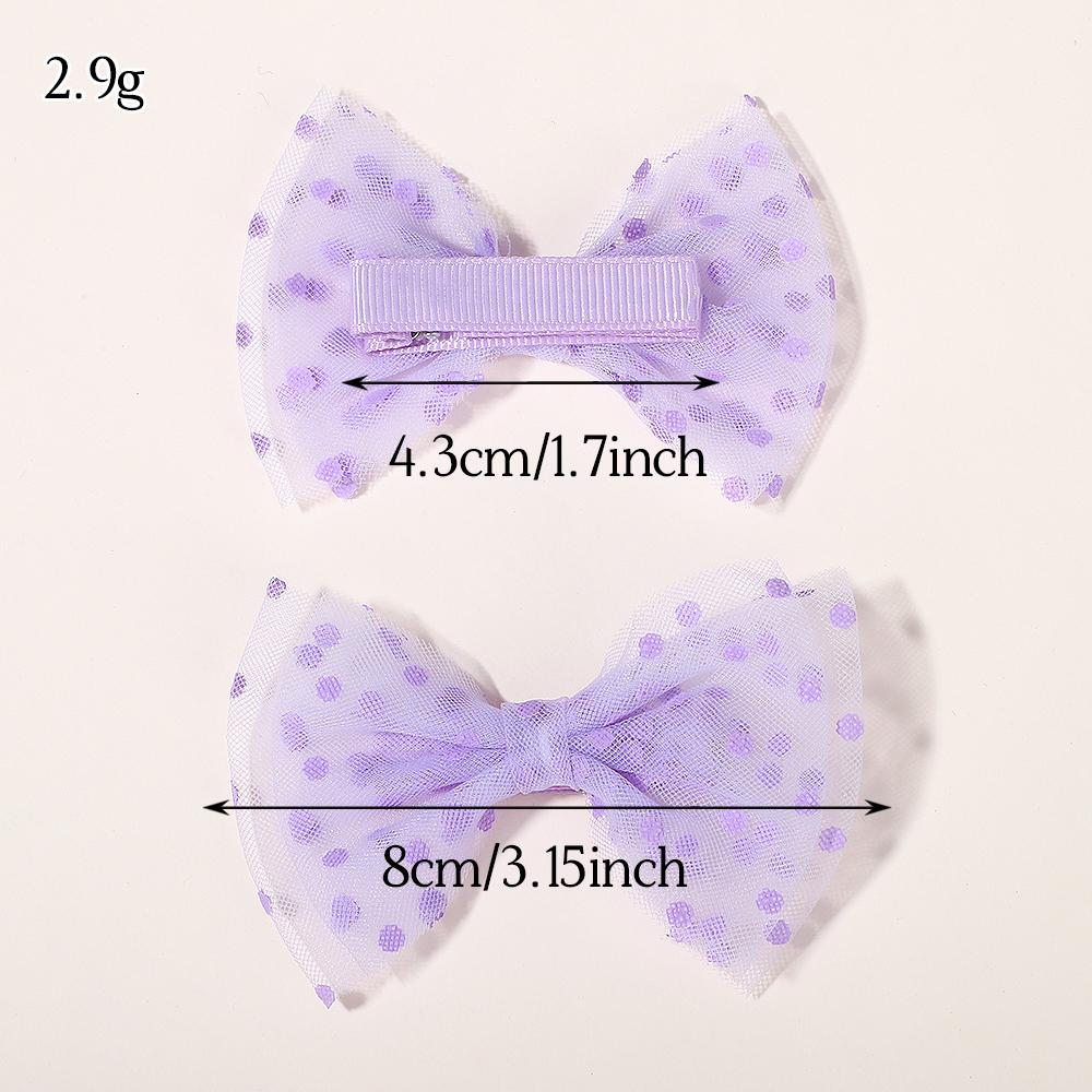 2Pcs/set Sweet Chiffon Mesh Dot Hair Bow Clips for Women Girls Cute Lace Bowknote Hairpin Barrettes Headwear Hair Accessories