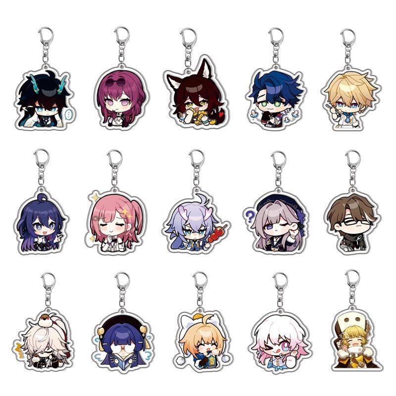 Acrylic Keychains Honkai Star Rail Tingyun Elysia Asta Herta Jing Yuan March 7th Yanqing Key Chain A String Bag Backpack Pendant