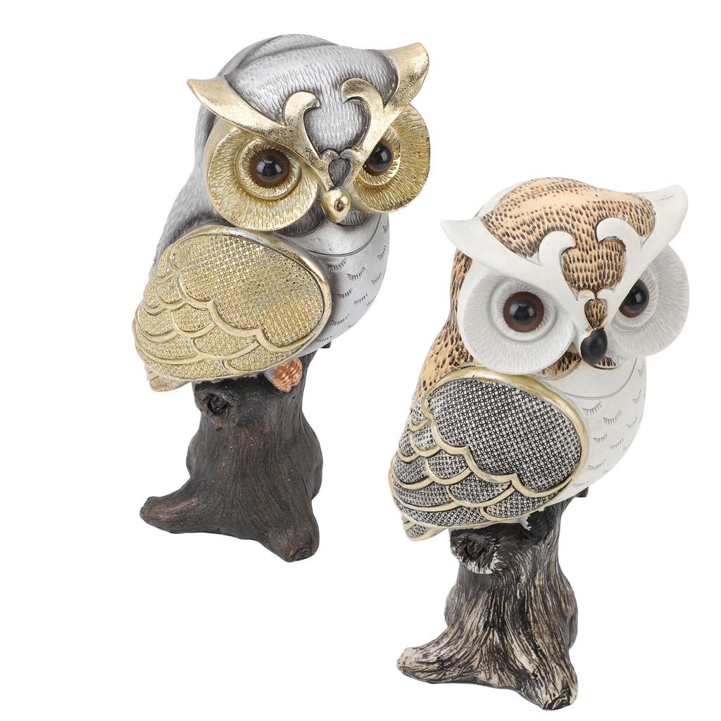 Eulenfigur, Statue, Kunstharz, Eulenskulptur, stehend auf Baumstumpf, für Zuhause, Veranda, Terrasse, Rasen, Hof, Dekoration 