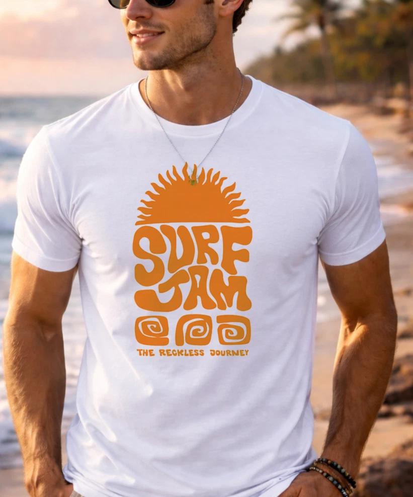 Surf Camp Retro Graphic T-Shirt Vintage Beach Sunset Surf Tee Summer Vibes XXL