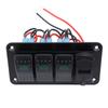 12V 24V 3 Gang Rocker Switch Aluminum Panel with Voltmeter Dual USB Fast Charging Multifuntional Switch Panel for Boat