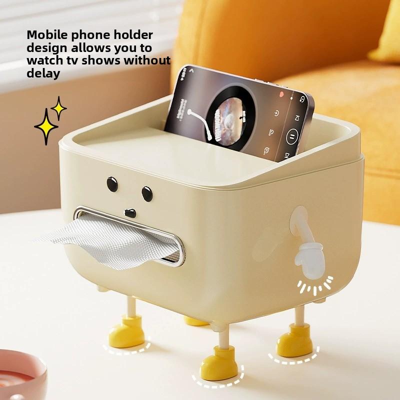 Caja de pañuelos de escritorio multifuncional con soporte para control remoto para sala de estar