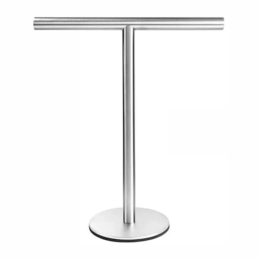 

Countertop Hand Towel Holder Mordern T-Shape Towel Rack Vanity Watch Jewelry Storage Organizer for Bathroom Kitchen Accessories серебряный