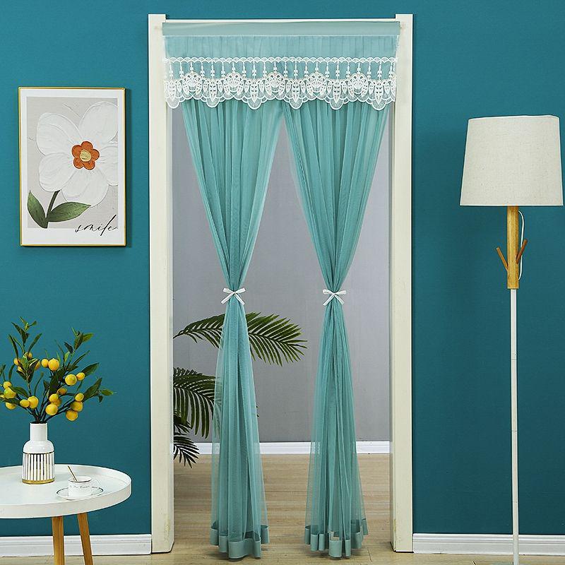 Krajková dvouvrstvá protikomáří závěs na dveře s přepážkou pro soukromí pro všechna roční období