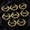 Fashion Bamboo Hoop Earring Custom Stainless Steel Personalized Name Large Stud Earrings Gold Plated Women Statement Earrings