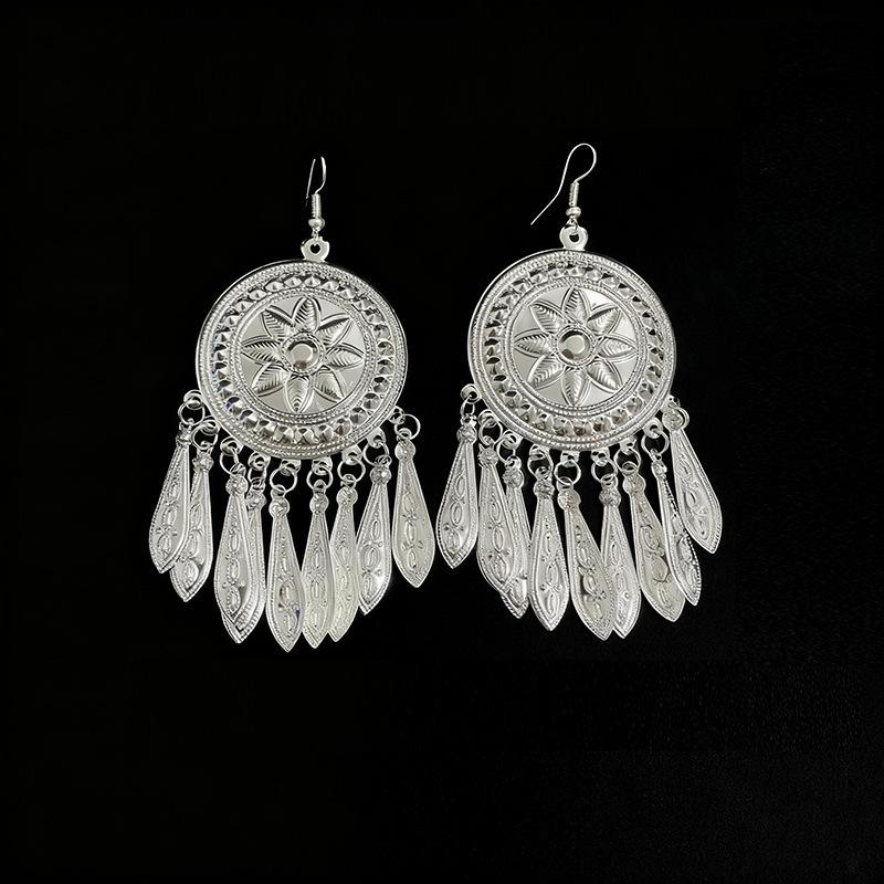 Ethnic style earrings Alloy silver-plated Miao ethnic minority Dong Yi earrings Earrings