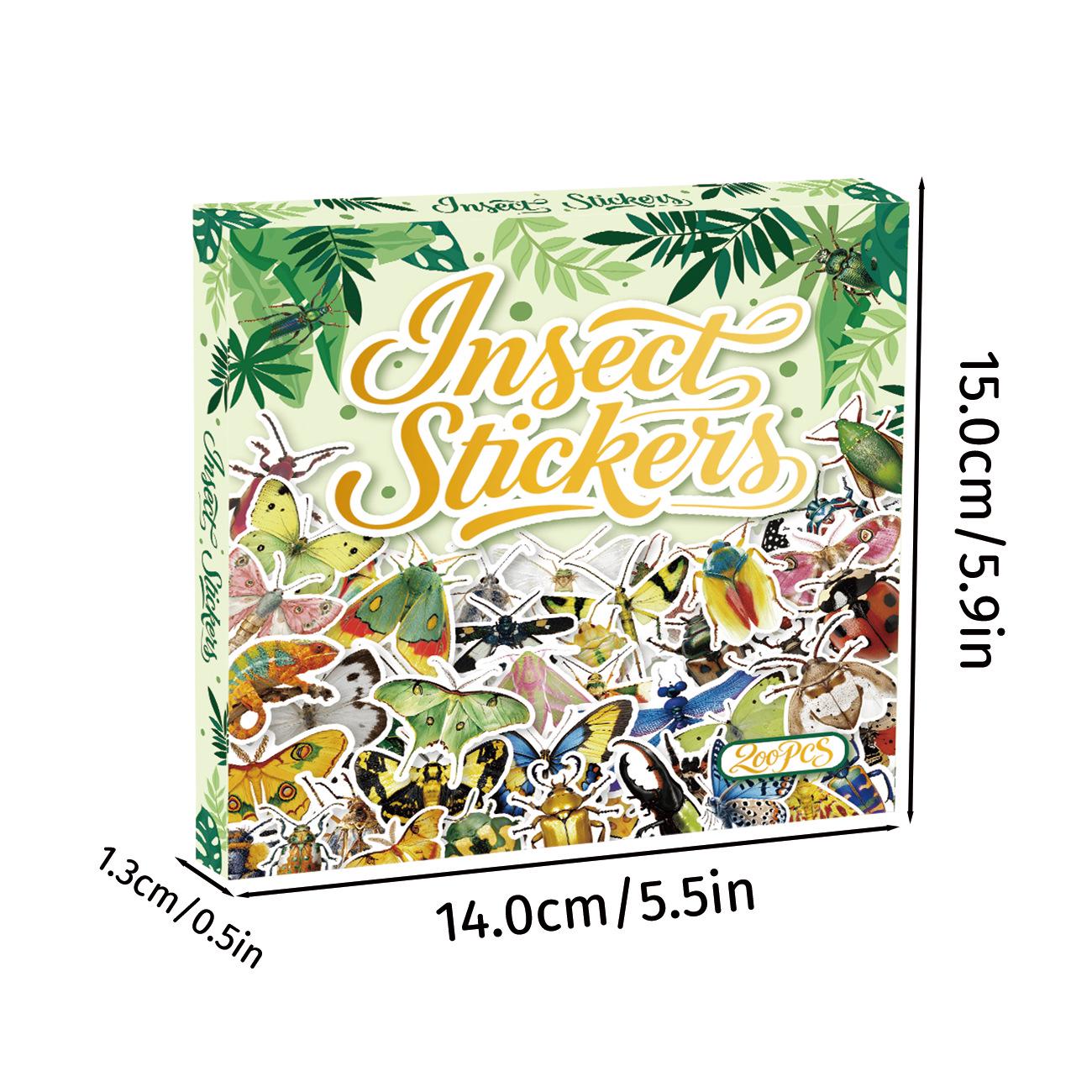 

200 Holographic Cartoon Insect Stickers: Graffiti-Style, Hot-Stamping Gift Box for Creative Phone and Journal DIY Decoration