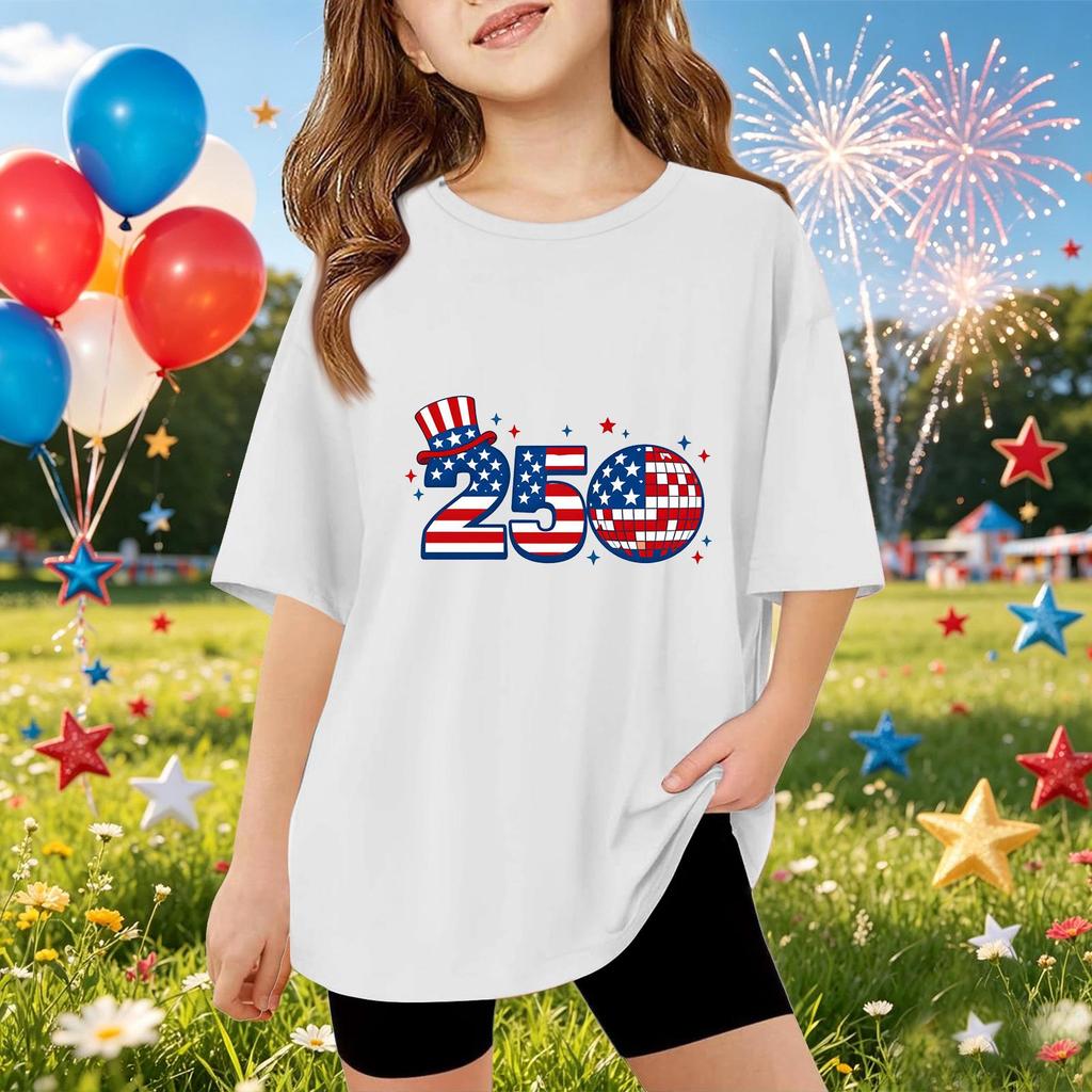 Kids Short Sleeve T Shirt Casual Loose Fit Top Graphic Print 250 Design Comfortable Cotton Blend Fabric Suitable for Everyday Wear
