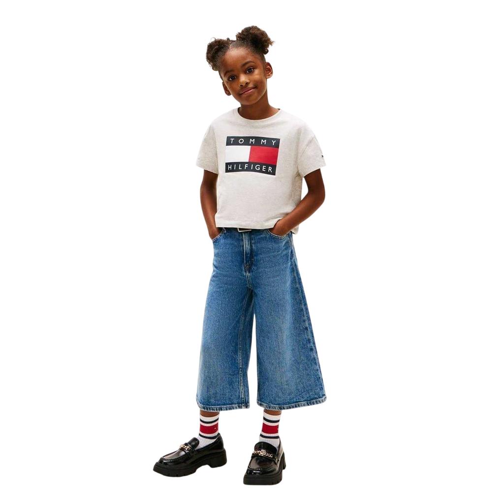 Tommy Hilfiger Girls Heritage Logo Relaxed Fit Crop Top