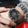 Men's Trendy Three-Eye Quartz Watch with Silicone Strap - Fashionable and Casual Design