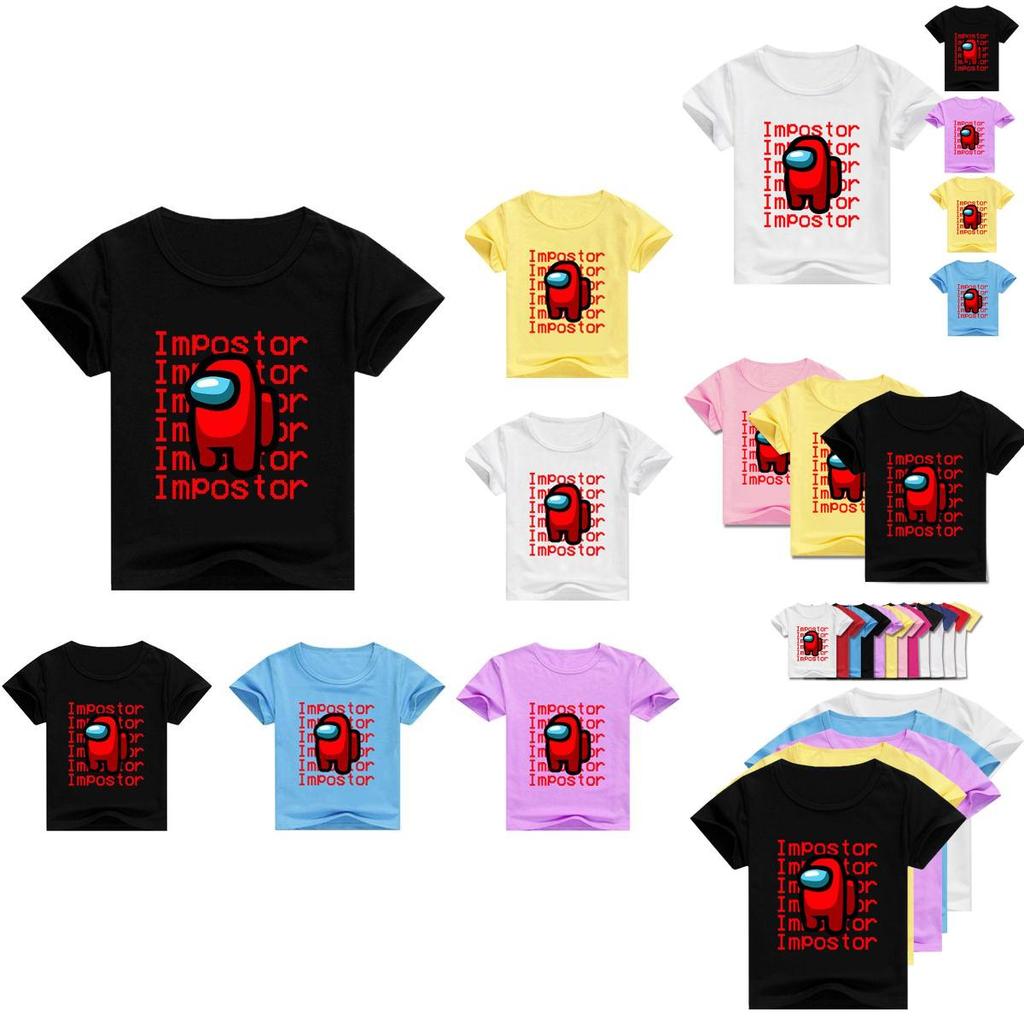 Impostor Us Among T-Shirt Kinder Sommer Rundhals Aufdruck Lässig Kurzarm
