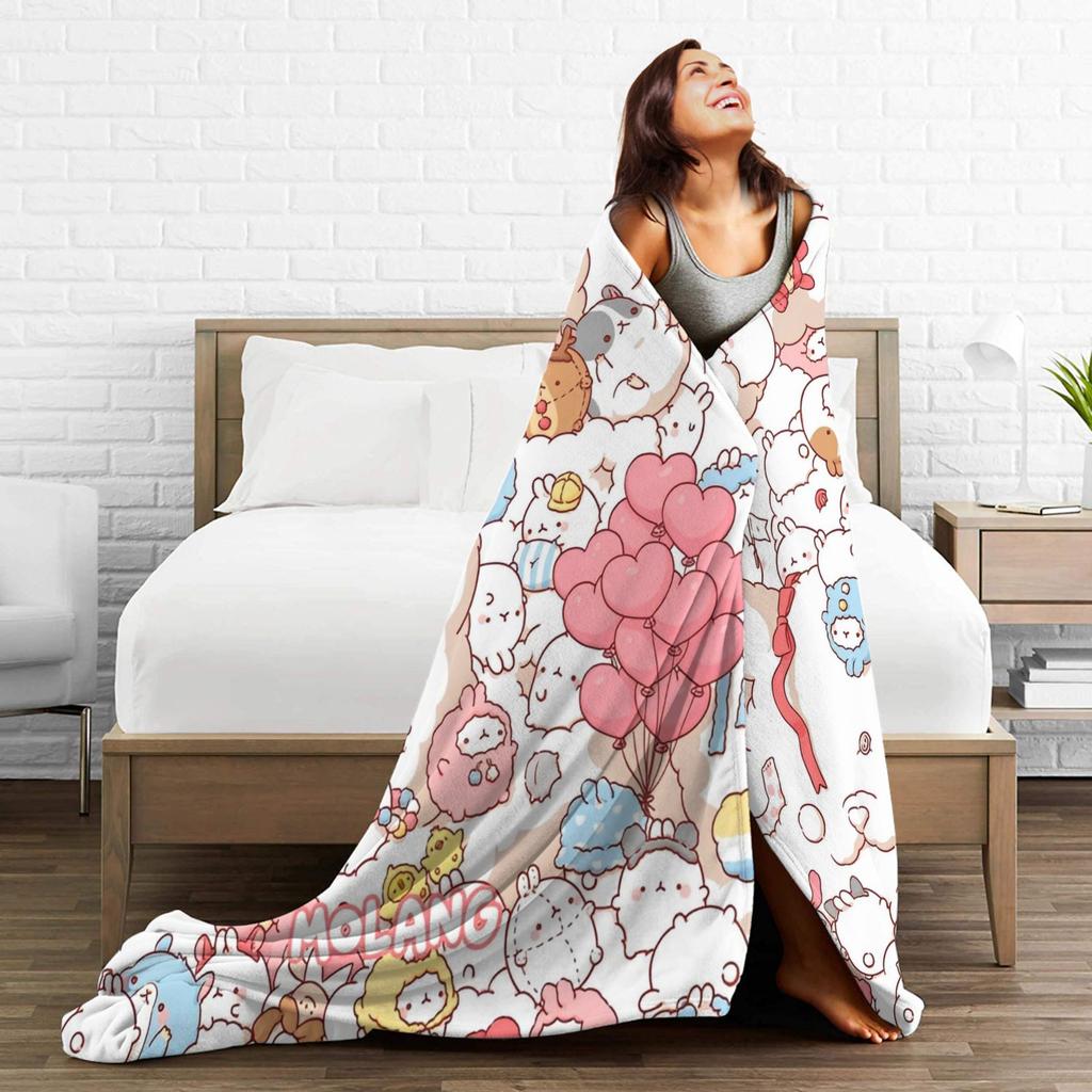 Molang Kawaill Rabbit Throw Blanket for Couch  Fuzzy Soft Plush Blanket 50x60 Inches Multiple Sizes Bedspreads for All Seasons